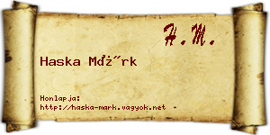 Haska Márk névjegykártya